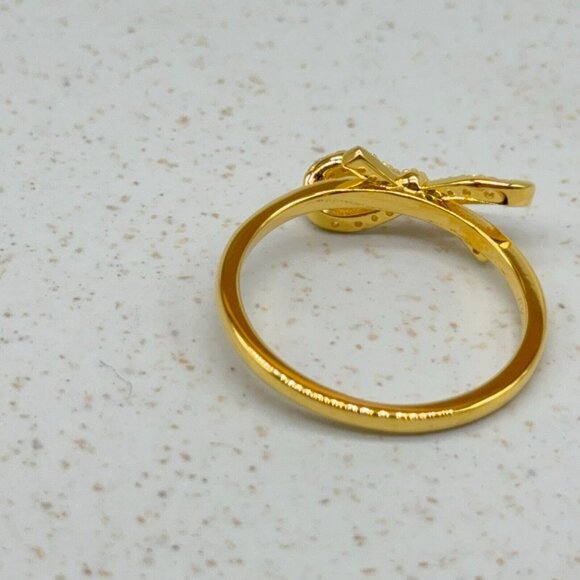 Diamonique Tied To You Bow Ring CZ 14K Yellow Gold over Sterling Silver Size 8.5 - Picture 5 of 7